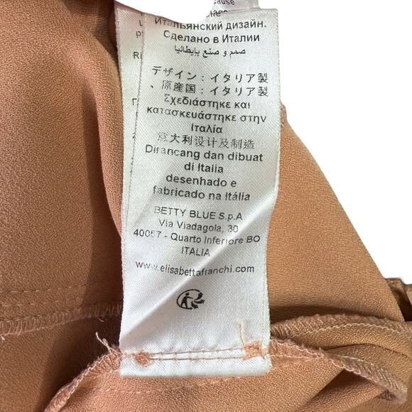 Elisabetta Franchi Size L 44 Abito Dress Mauve Pink Ruffle Trim Statement Sleeve - Picture 15 of 16